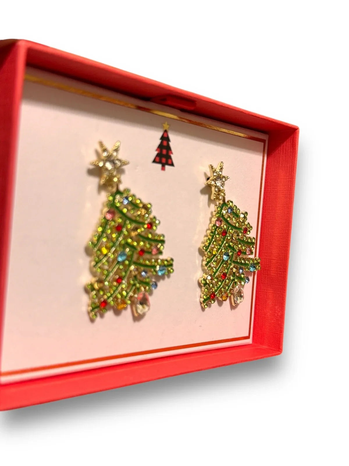 Womens Shimmering Sparkle Rhinestone Christmas Tree Statement Earrings Jewelry - Trendiez U ♥ 