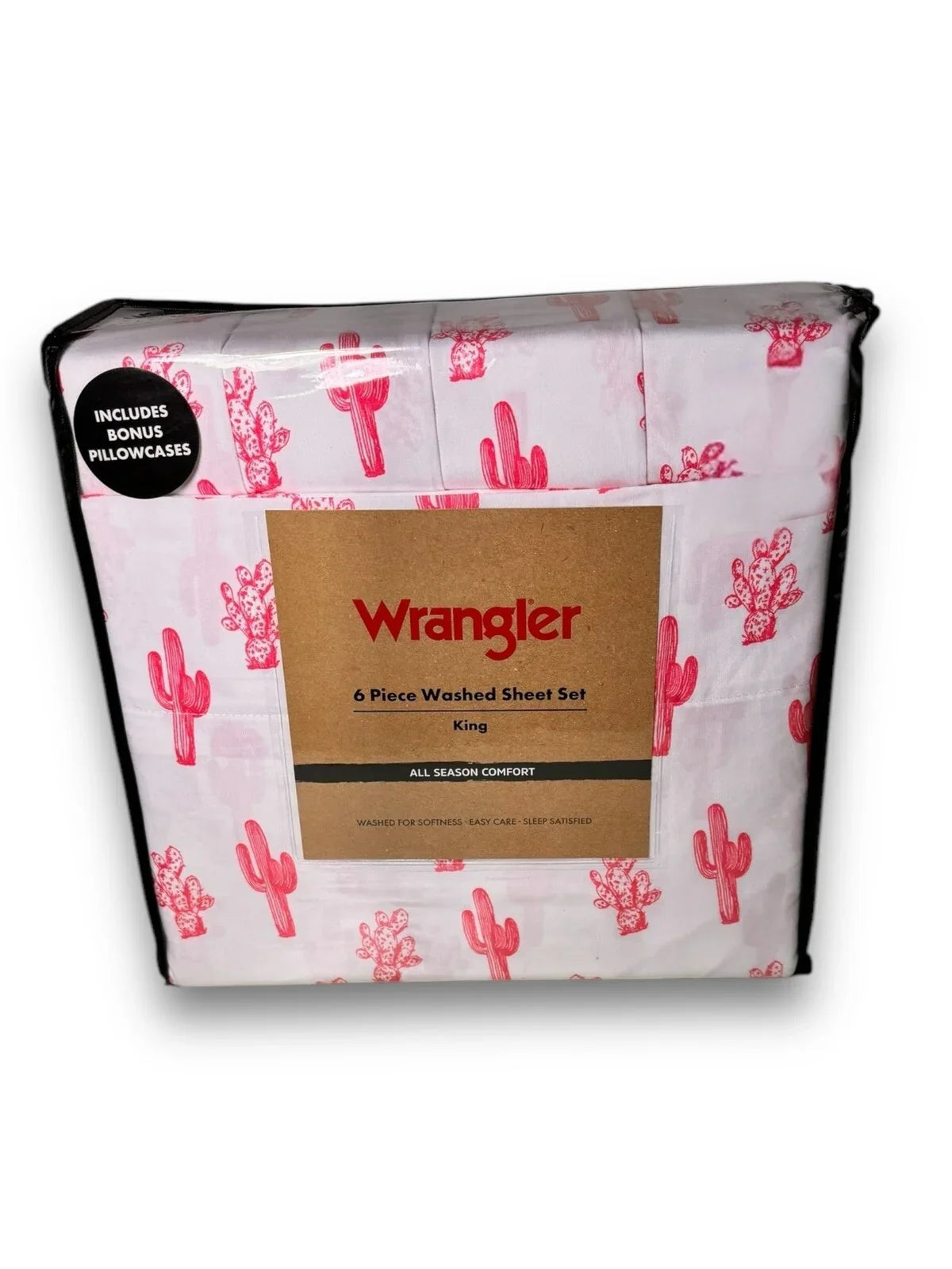 Wrangler 6 piece CACTUS Washed King Size Sheet Set Cowboy Southwestern Western - Trendiez U ♥ 