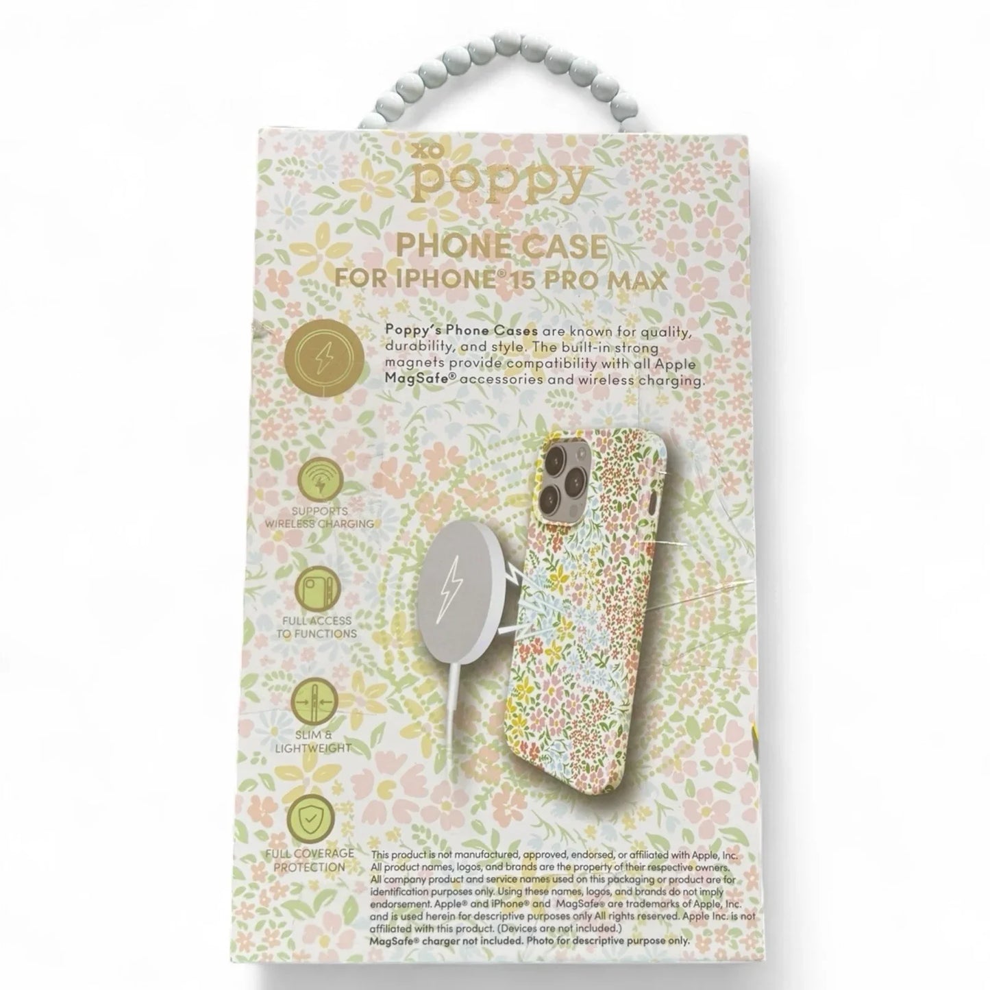 XO Poppy iPhone 15 Pro Max Floral Flowers Cellphone Case Magsafe Compatible NIB - Trendiez U ♥ 