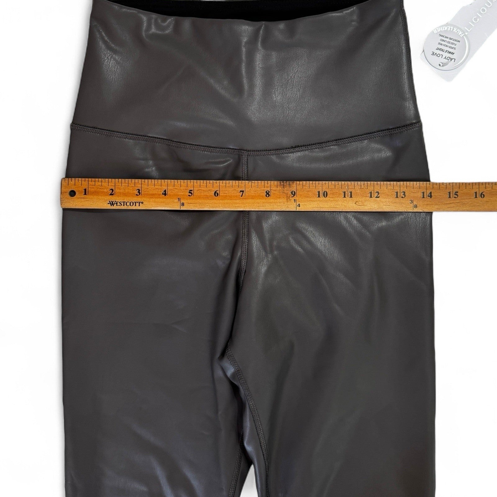 Yogalicious Lady Love Women’s Faux Leather Leggings – Gray High Rise, Small - Trendiez U ♥ 