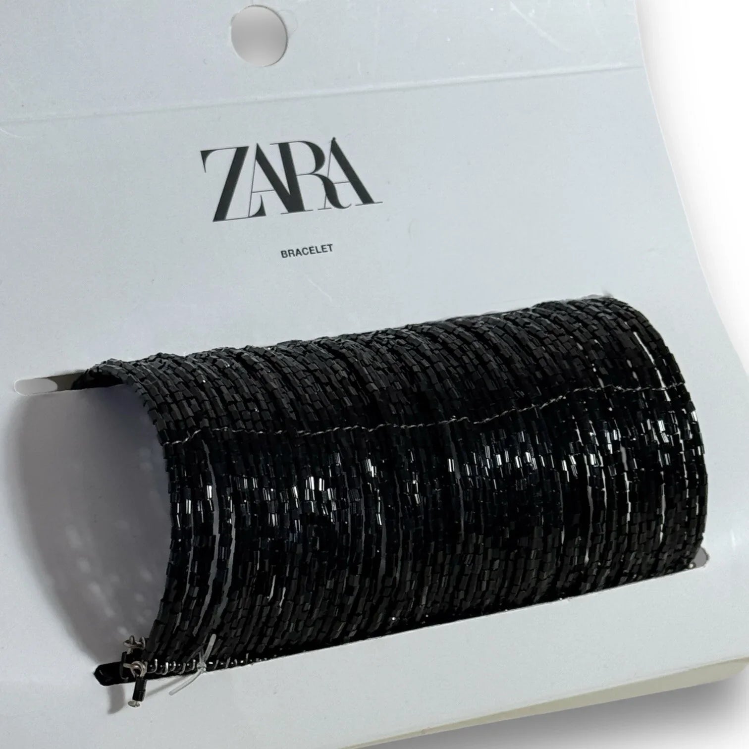 ZARA Cuff Armband Bracelet Beaded Black Medium Adjustable - Trendiez U ♥ 