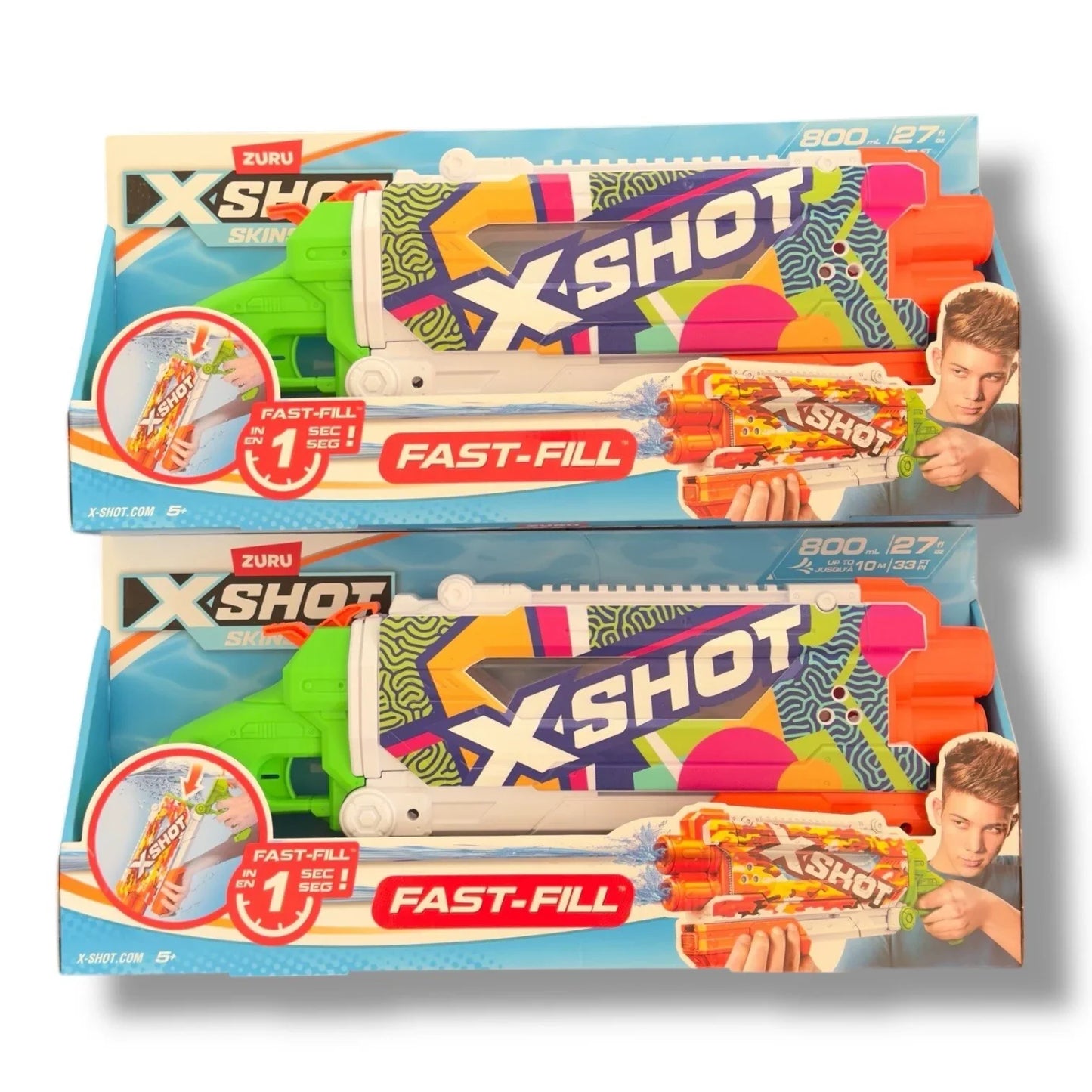 Zuru X-Shot Fast Fill Skins 2 Water Guns Pump Action Kids/Children Toy Assorted - Trendiez U ♥ 