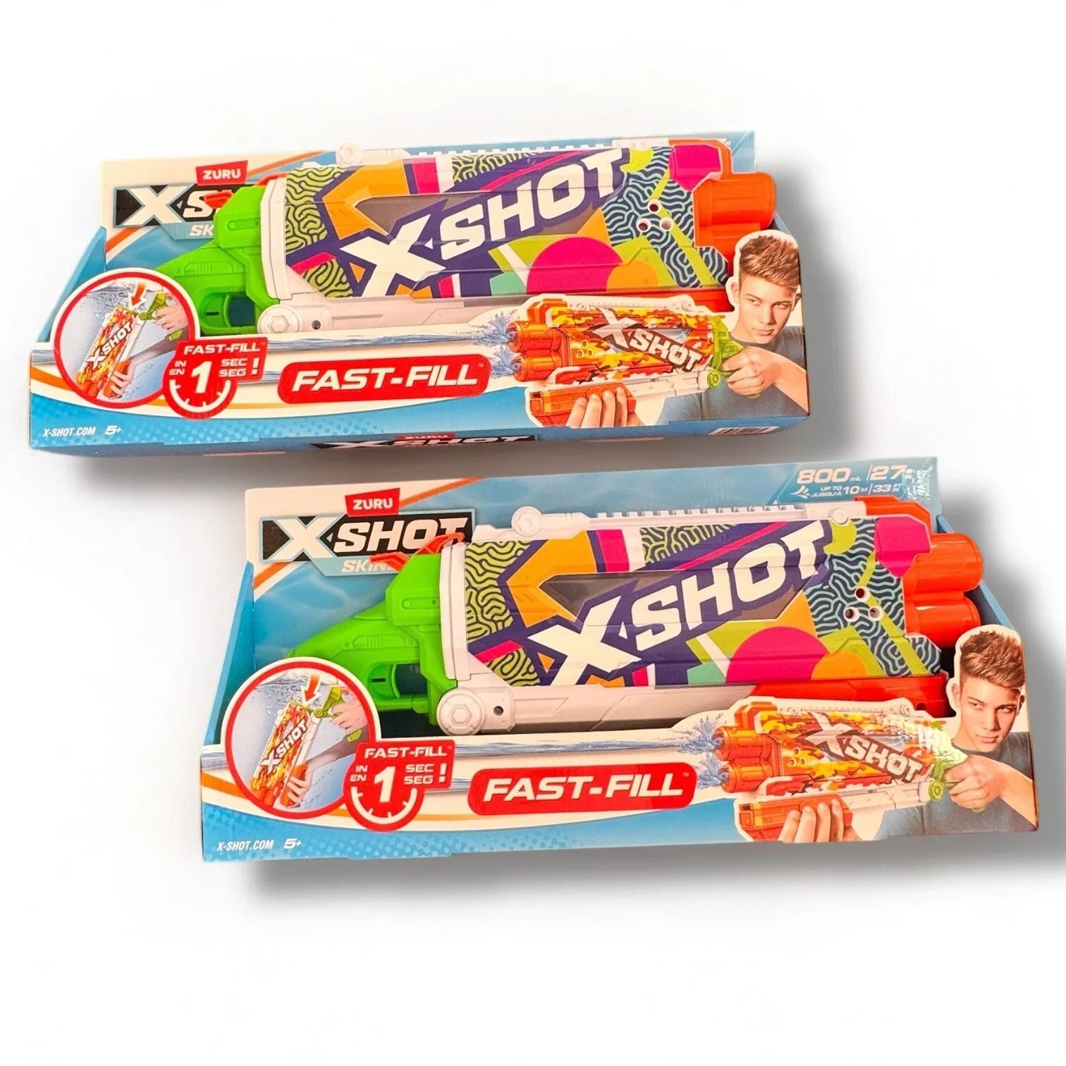 Zuru X-Shot Fast Fill Skins 2 Water Guns Pump Action Kids/Children Toy Assorted - Trendiez U ♥ 