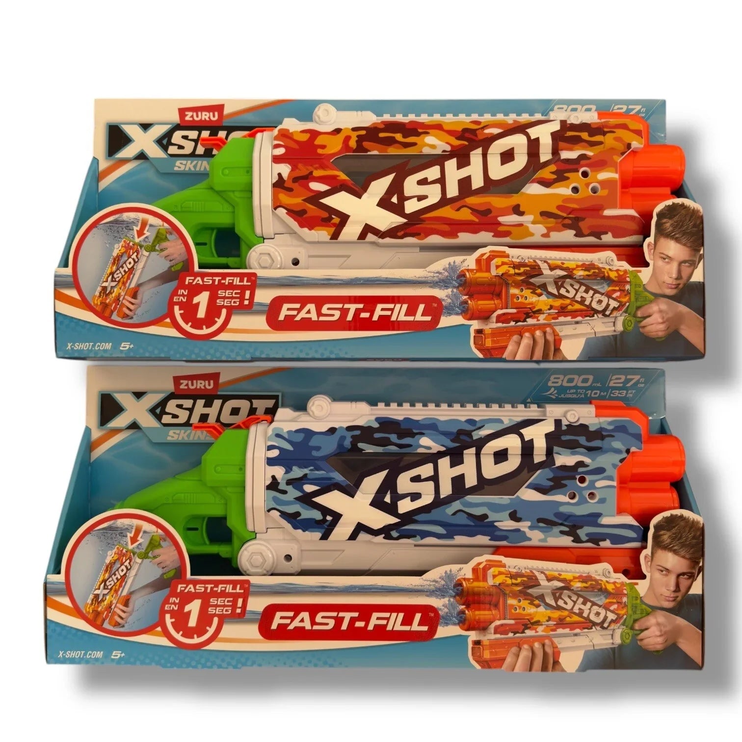 Zuru X-Shot Fast Fill Skins 2 Water Guns Pump Action Kids/Children Toy Assorted - Trendiez U ♥ 