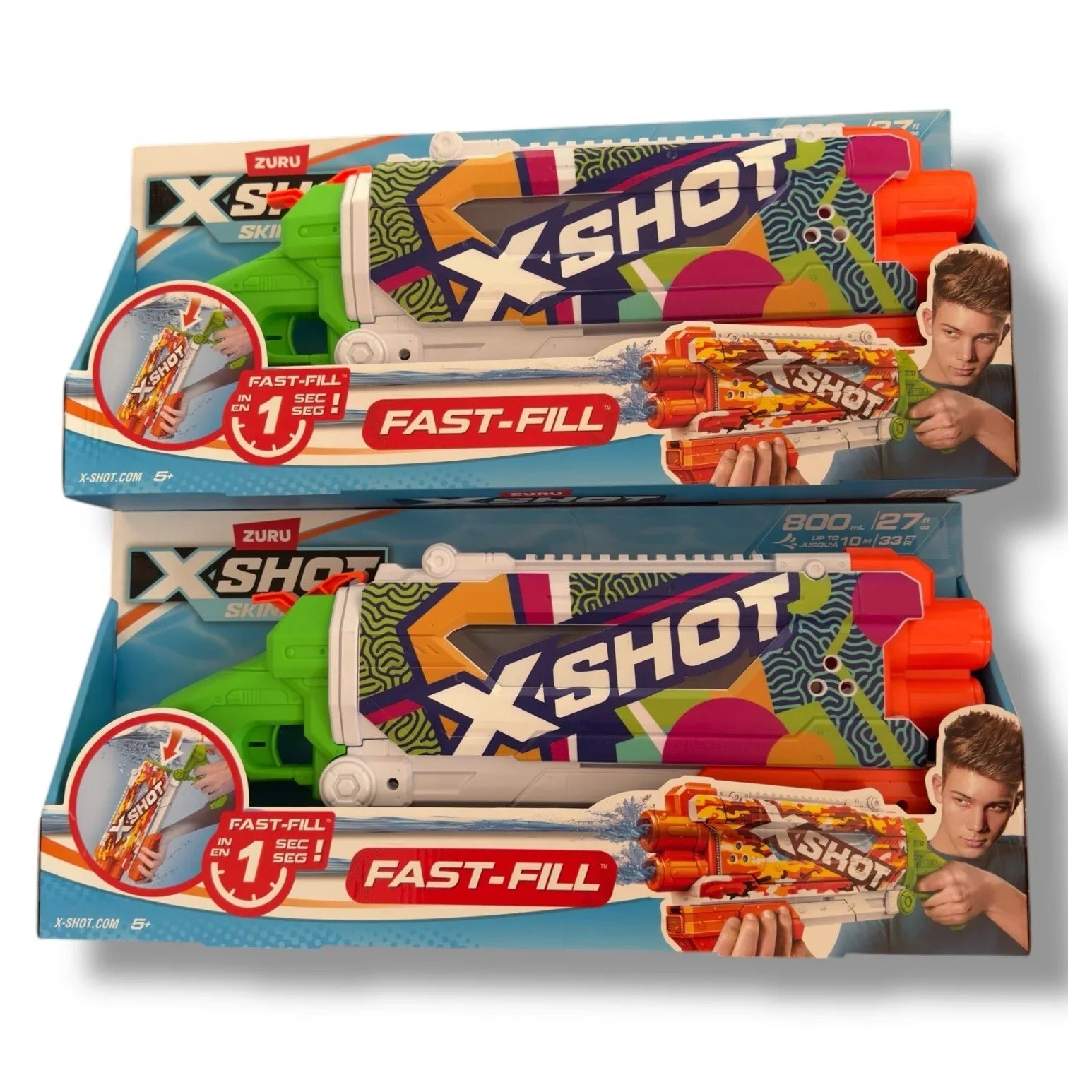 Zuru X-Shot Fast Fill Skins 2 Water Guns Pump Action Kids/Children Toy Assorted - Trendiez U ♥ 