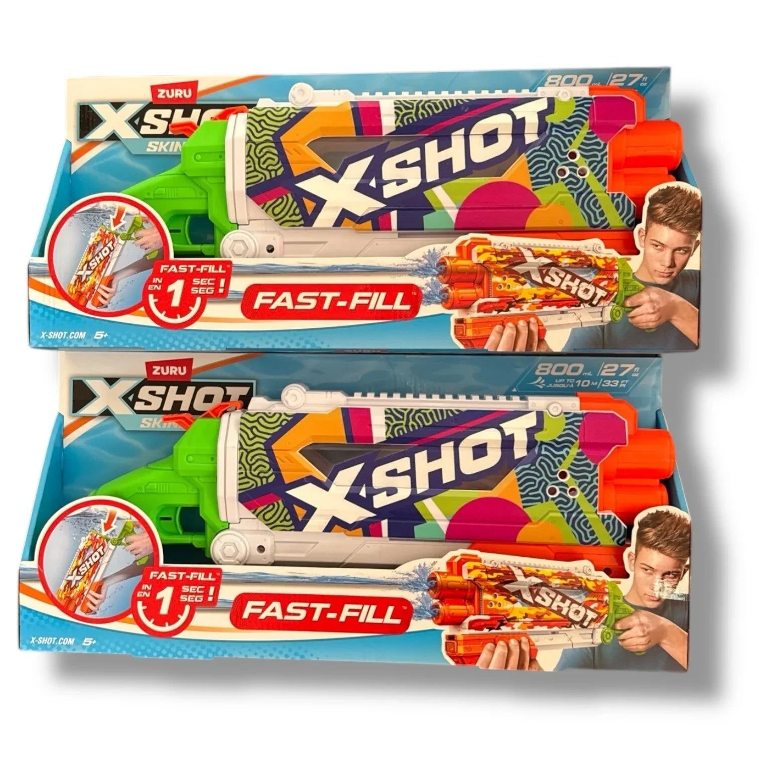 Zuru X-Shot Fast Fill Skins 2 Water Guns Pump Action Kids/Children Toy Assorted - Trendiez U ♥ 