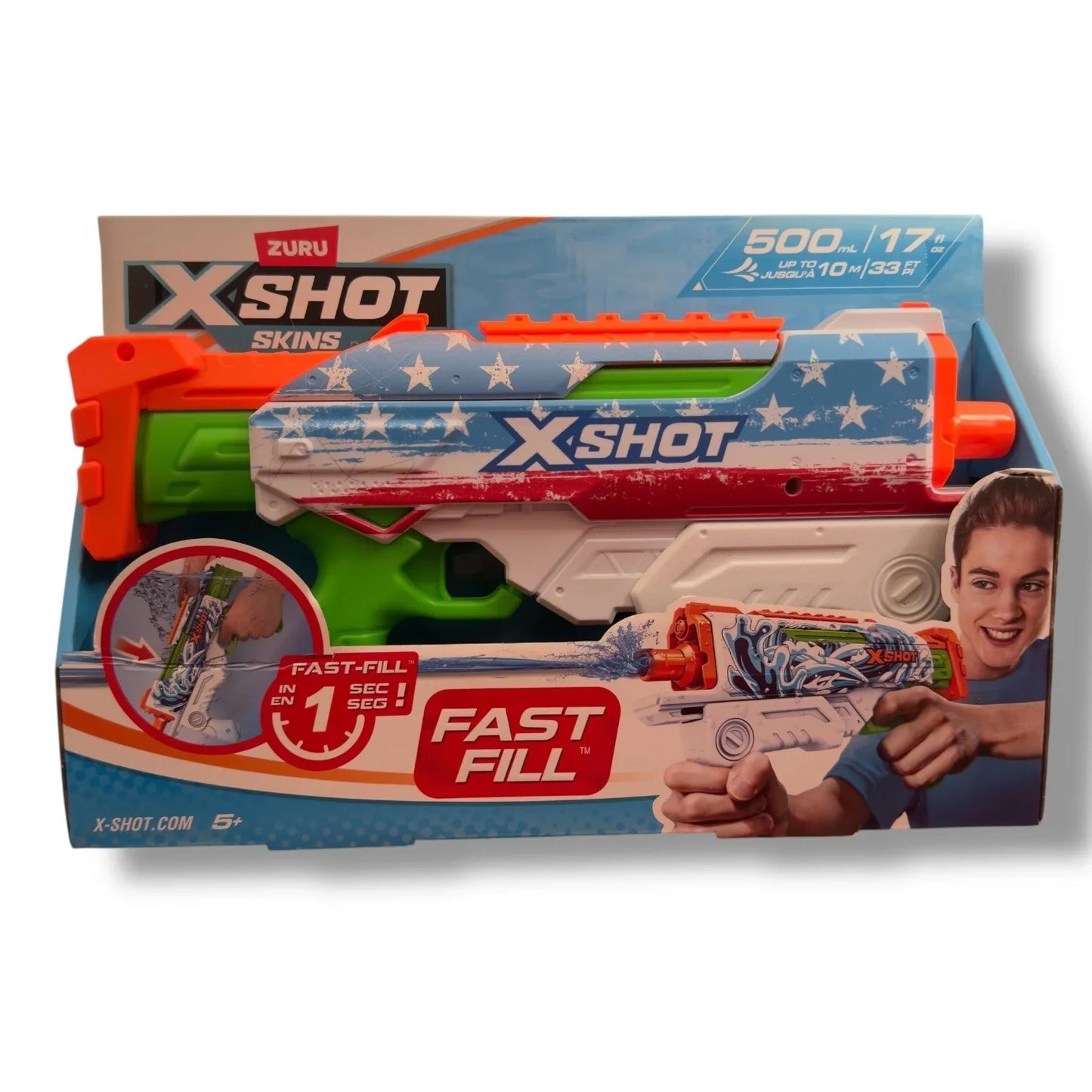 ZURU X-Shot Water Fast-Fill Skins USA Hyperload Water Gun Blaster Beach Activity - Trendiez U ♥ 
