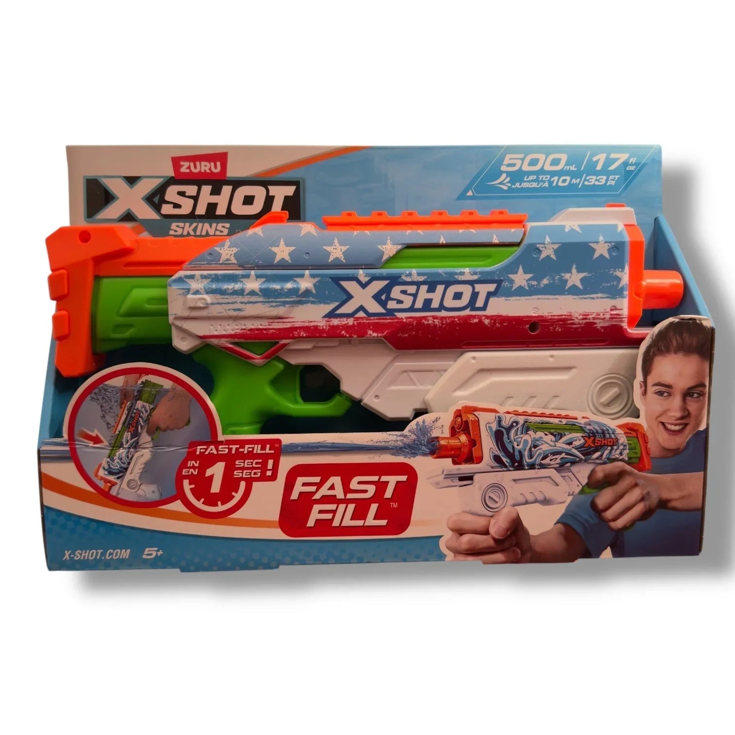 ZURU X-Shot Water Fast-Fill Skins USA Hyperload Water Gun Blaster Beach Activity - Trendiez U ♥ 