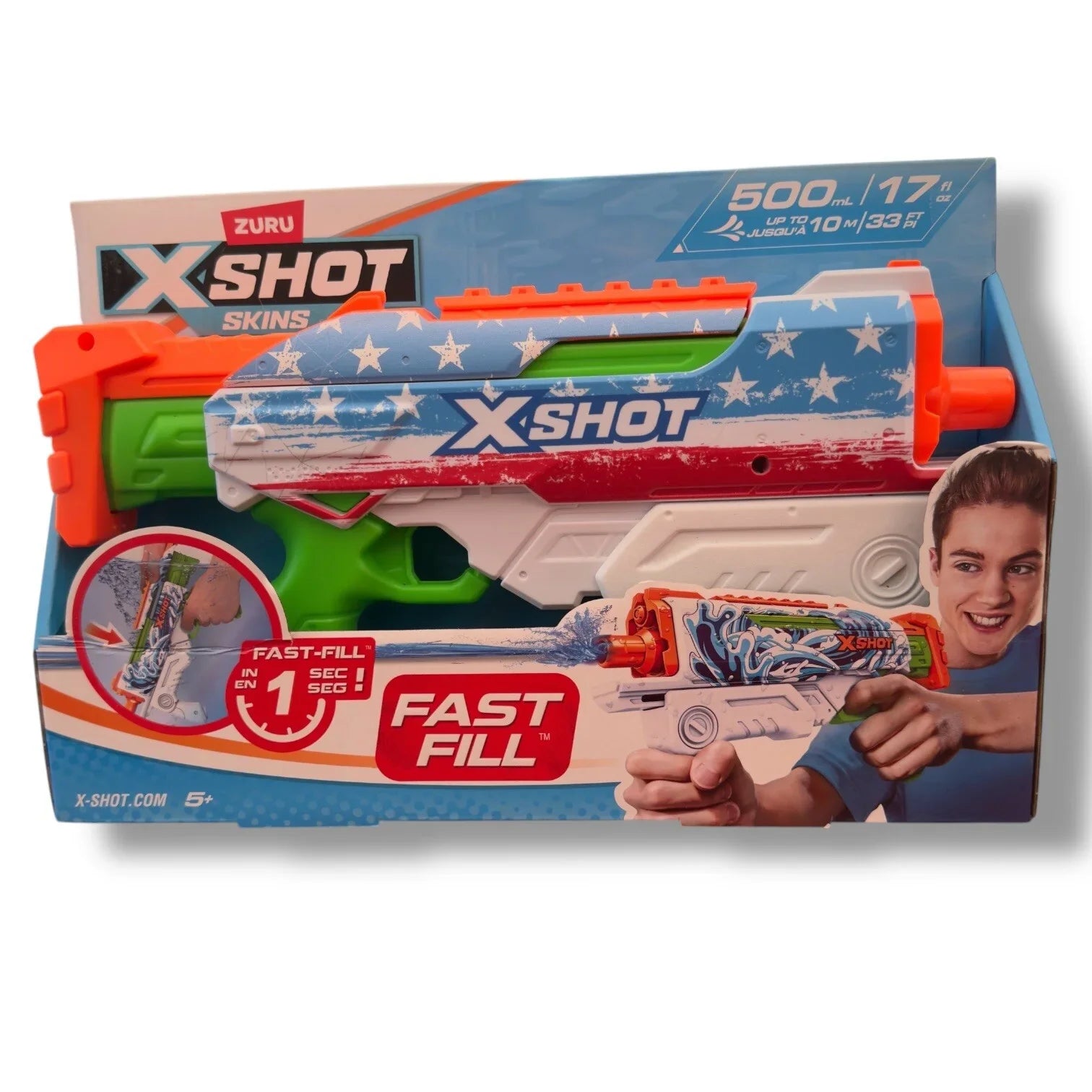ZURU X-Shot Water Fast-Fill Skins USA Hyperload Water Gun Blaster Beach Activity - Trendiez U ♥ 